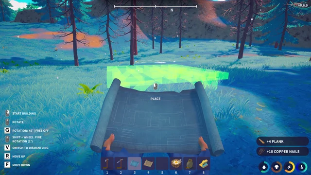 Placing a modular building piece using a blueprint